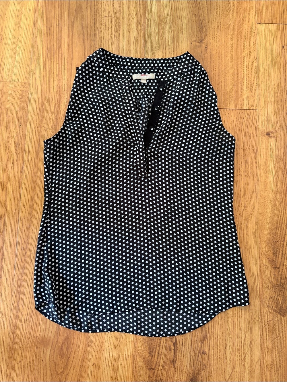 Banana Republic Sleeveless Black Polka Dot Blouse Size Medium